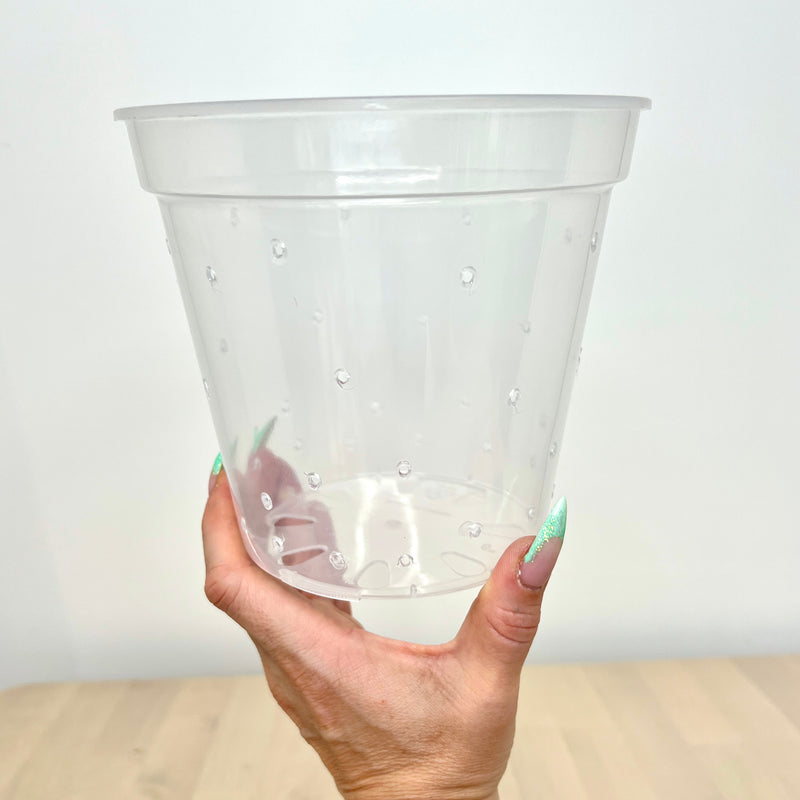 6” Clear Plastic Plant Pot – Semi-Hydro Option